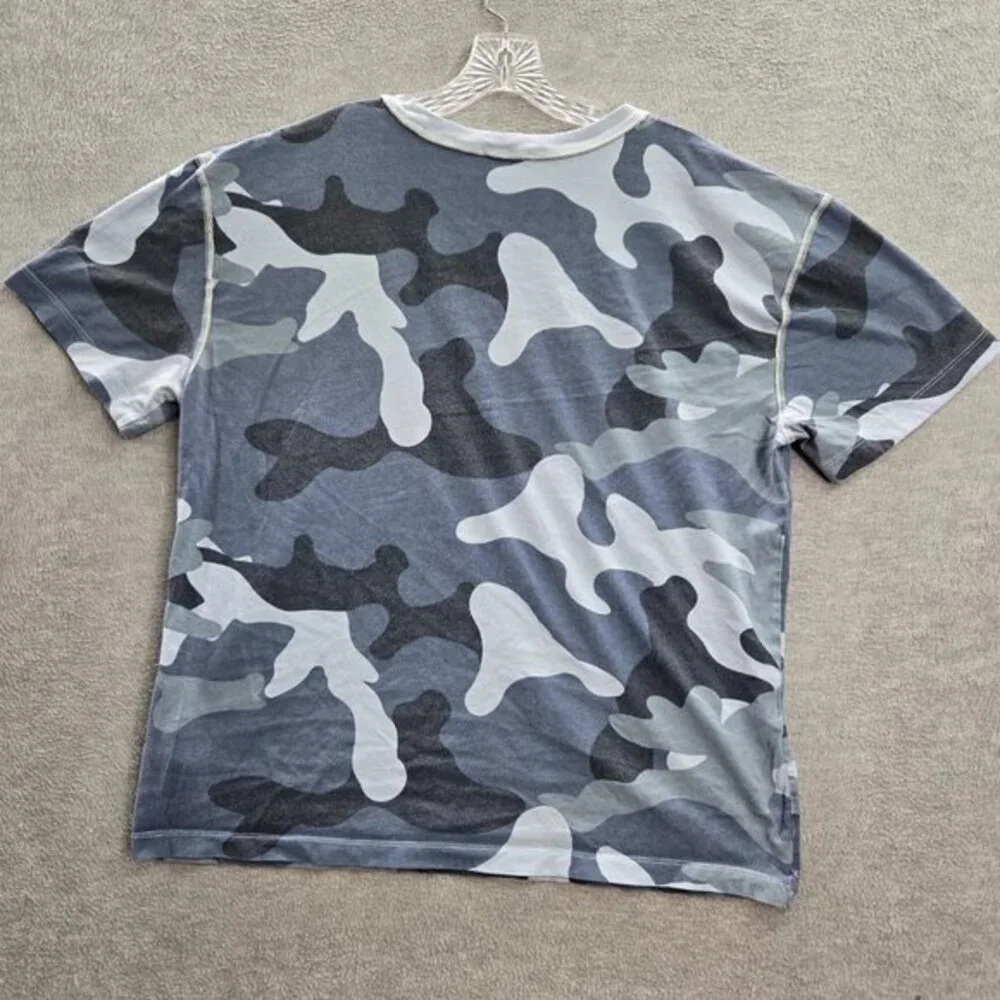 True Religion Men Shirt M Blue Drop Shoulder Camouflage Buddha Guitar Tee READ‎